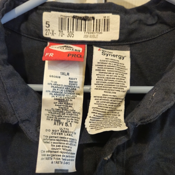 Steelguard FR Pro Flame Resistant Navy Long Sleeves Shirt - Size 1XLR - Picture 3 of 5